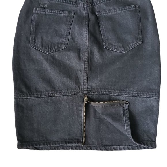 Obey black denim high waist pencil skirt with back zipper slit - Picture 5 of 13